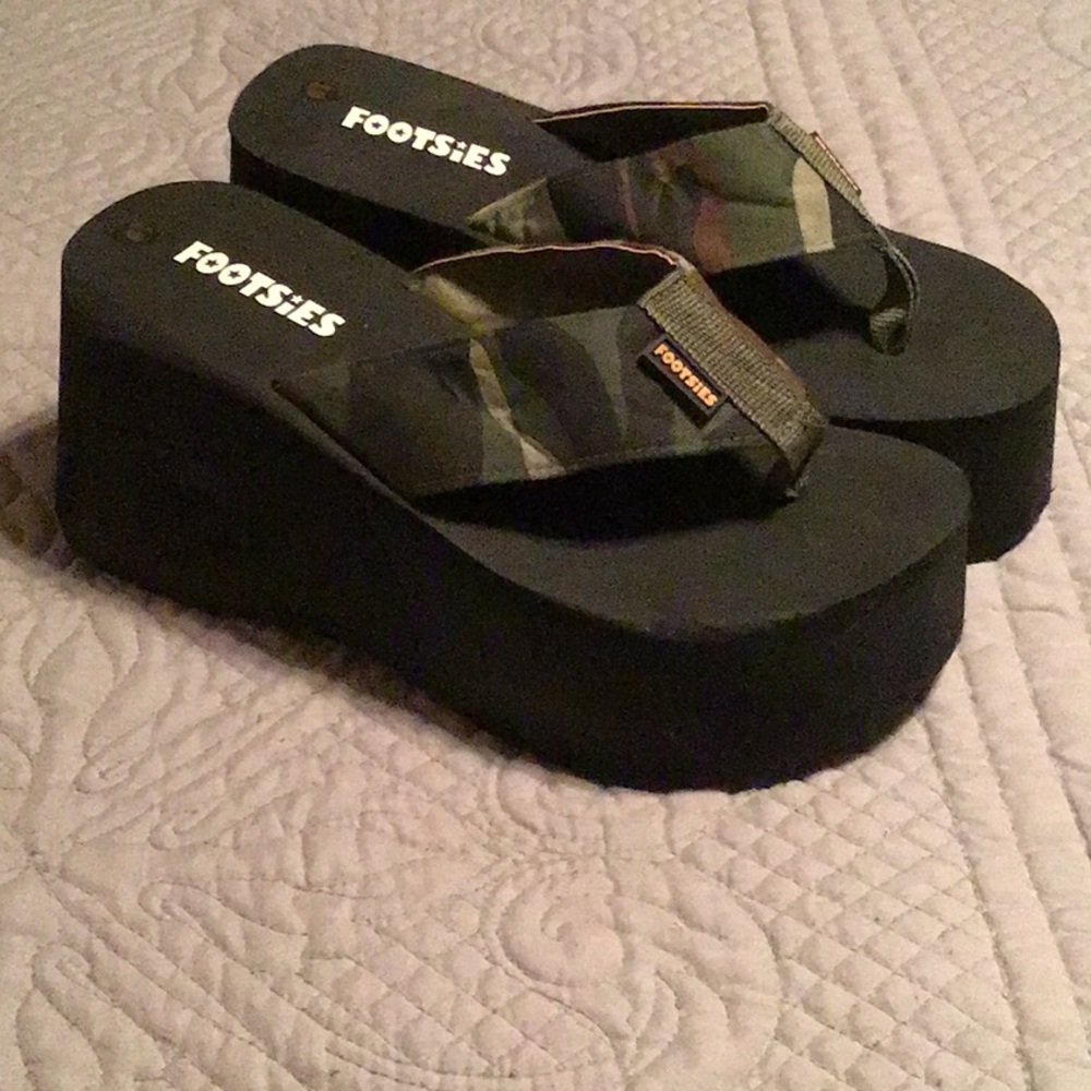 Footsies platform wedge flip flop thong sandals.